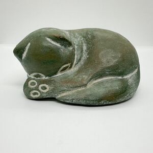 Vintage Handmade Concrete Isabel Bloom Sleeping Cat Sculpture Figurine
